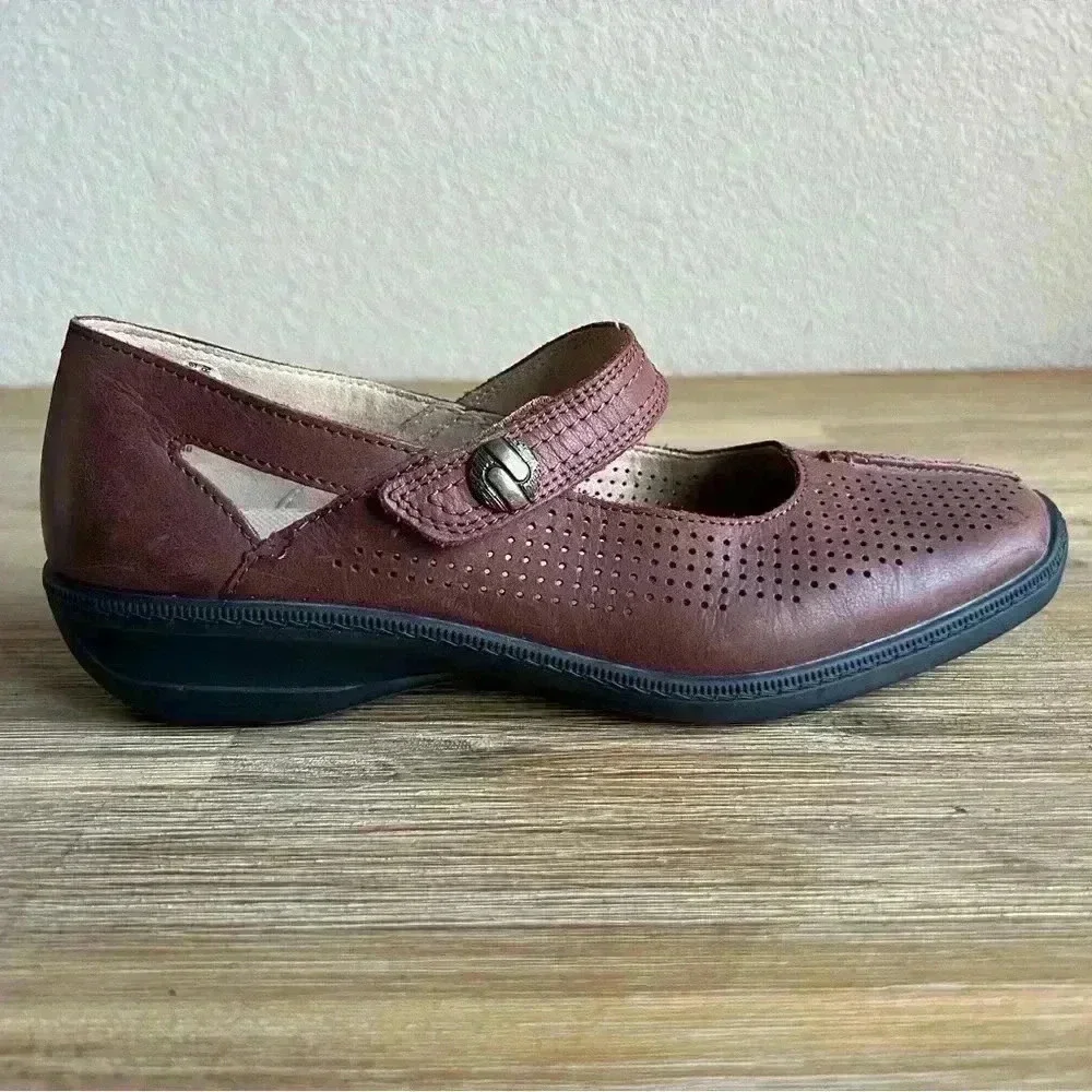 Hotter Mary Jane Shoes Brown Womens 8.5 Leather Comfort Classic Sophisticated